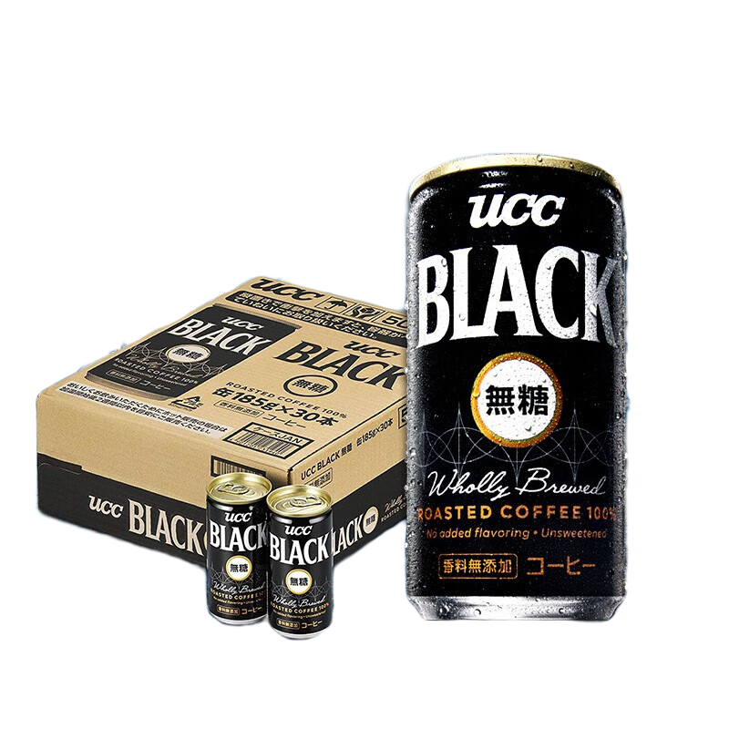 悠詩詩（UCC）BLACK黑咖啡飲料 日本進口無蔗糖美式咖啡開罐即飲 185g/罐 無蔗糖BLACK咖啡185g-30罐整箱裝