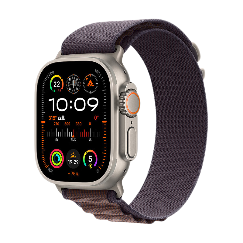 Apple 苹果 Watch Ultra2 智能手表 49毫米钛金属表壳靛蓝色高山回环式表带中号 eSIM手表 MRFF3CH/A