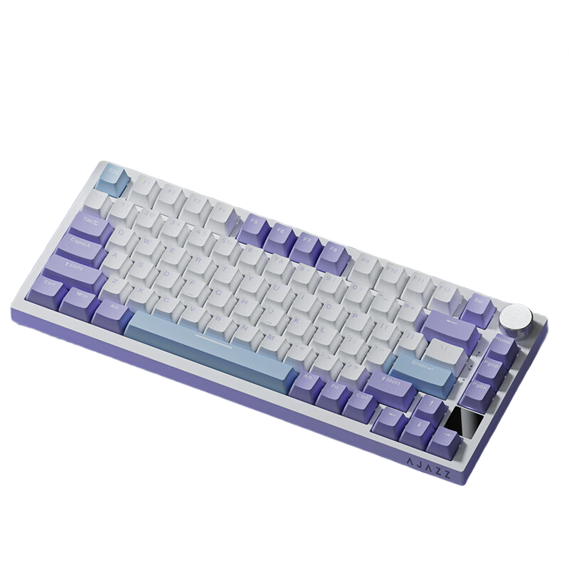AJAZZ 黑爵 AK820PRO三模客制化机械键盘 全键热插拔 Gasket结构RGB  PBT键帽 TFT彩屏 紫白蓝 轴
