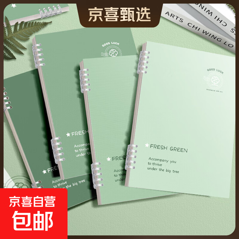 【开学预热】B5不硌手活页笔记本本子活页本可拆卸环扣简约绿色旷野记事本a5初高中生大学生考研 B5【麦田绿+亚丁绿】2本装 无规格
