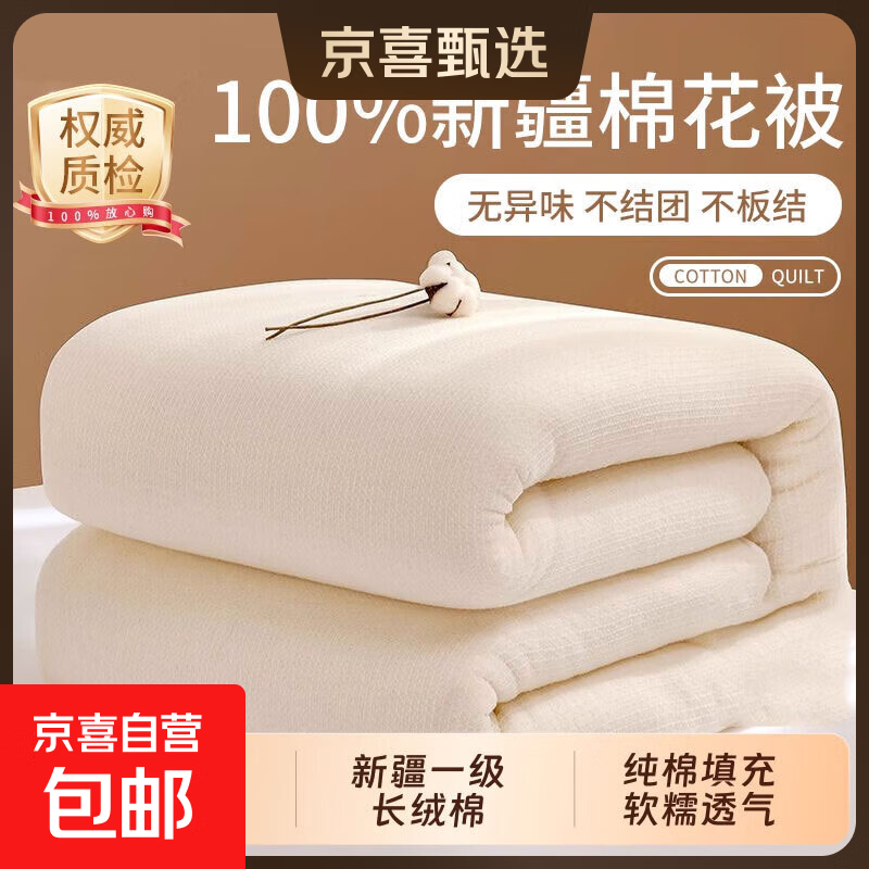 新疆棉被子四季通用全棉纯棉单人棉被冬被加厚保暖双人被芯棉花被 新疆阿瓦提棉花棉胎芯 150*200cm-约7斤