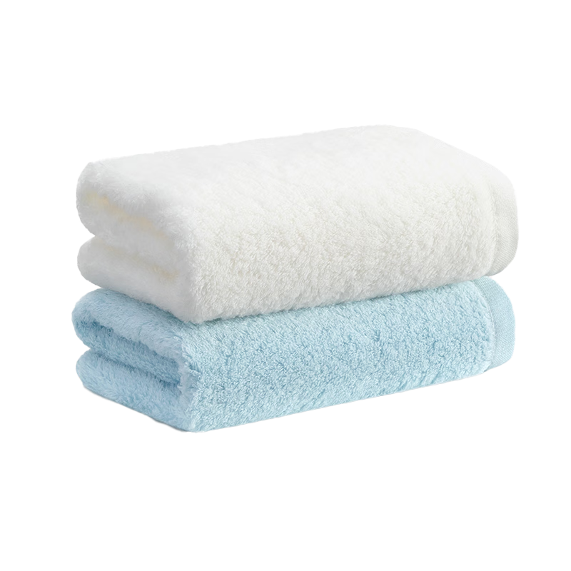 GGT 棉花糖毛巾 A类洗脸巾洗澡毛巾吸水速干毛巾2条装 象牙色+空色