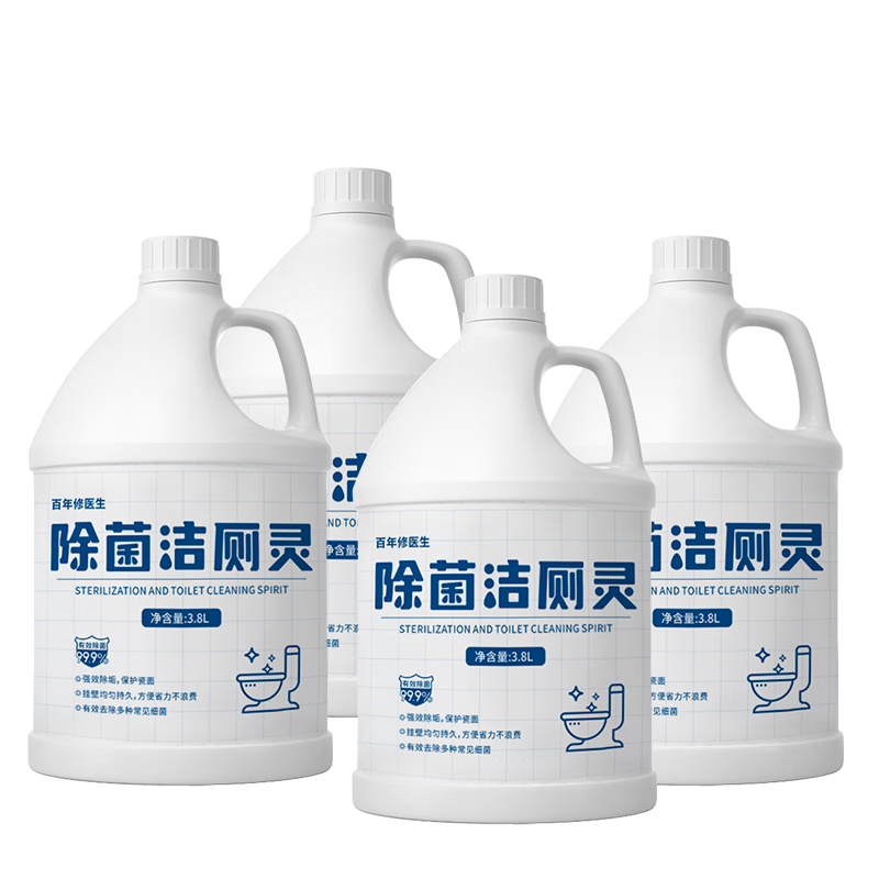 百年修醫(yī)生 除垢除菌潔廁靈3.8L*4桶 檸檬清香廁所衛(wèi)生間馬桶清潔劑潔廁寶