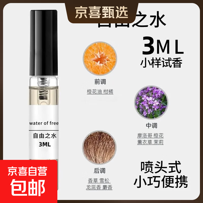 【大牌同香】香水小样反转巴黎大吉岭茶玉龙茶试用装蔚蓝女士男士 自由之水【3ml】