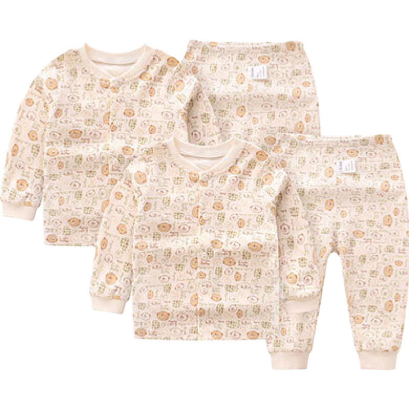 拉比嬰兒衣服兒童睡衣家居服秋冬內(nèi)衣褲男童女童秋衣秋褲2套裝 熊頭全開服（2套裝） 90 cm
