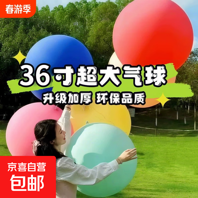 【公园气球】36寸超大加厚彩色拍照广场装饰酒吧网红摆摊气球批发 36寸超大气球2个+丝带+打气筒 (图案随机)