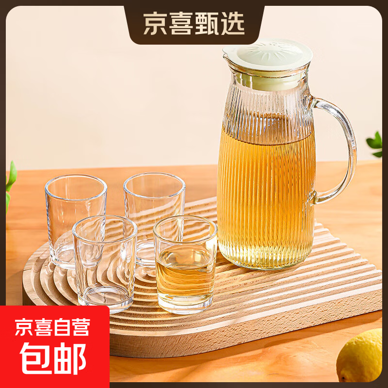 乐唯诗 玻璃杯家用新款水杯简约待客杯子家用套装一壶四杯 一壶四杯套装（800ml+100ml*4）