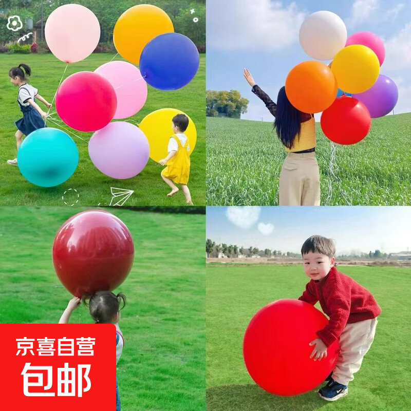 【公园气球】36寸超大加厚彩色拍照广场装饰酒吧网红摆摊气球批发 24寸大气球5个+丝带+打气筒 (图案随机)
