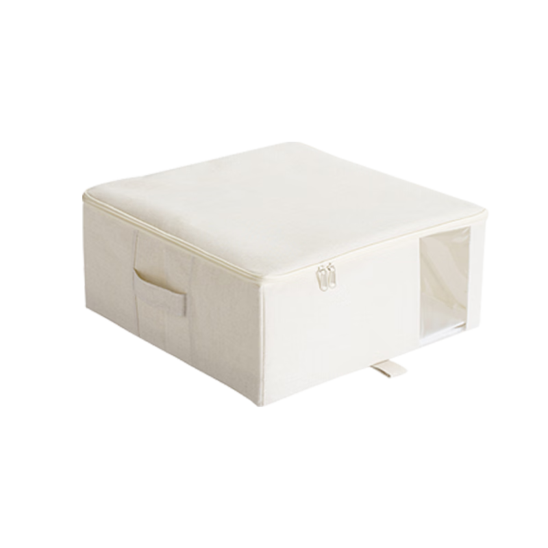 几仓DREX布艺收纳箱可折叠衣服被子整理箱27L米白色一个装 布艺衣物收纳箱（可视）27L