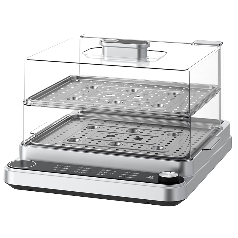 CUKO 英国cuko高端电蒸锅【国家补贴】多功能家用电煮锅收纳蒸汽锅蒸笼自动大容量蒸菜神器蒸鱼电锅早 20L 【太空银】【速热保温电蒸锅】【双层】
