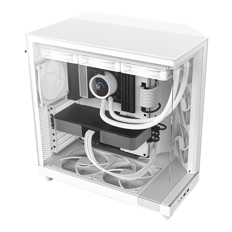 NZXT 恩杰 H6Flow 电竞游戏中塔ATX机箱（钢化玻璃侧板/360支持水冷） 白色