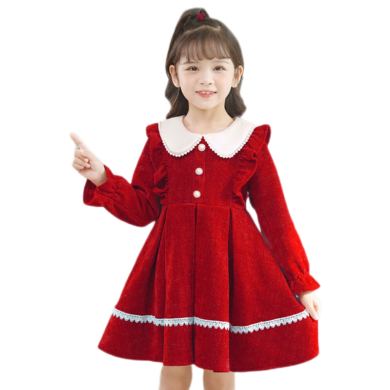 ���ڲ����������Ŷ���Anneyol��Ůͯ����ȹ�＾2024�¿���װСŮ���ﶬȹ�Ӷ�ͯ����Ůͯװ����ȹ ��ɫ���� 140