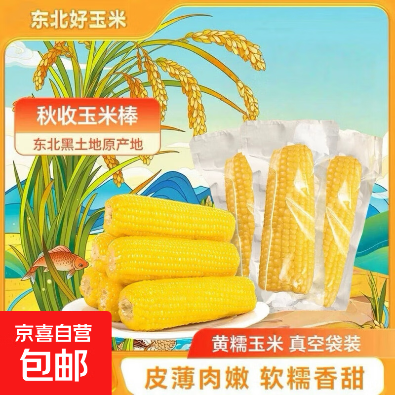 正宗东北黄糯玉米220g*10支 全网最低价 便宜真好吃 东北黄糯玉米10棒2.2kg