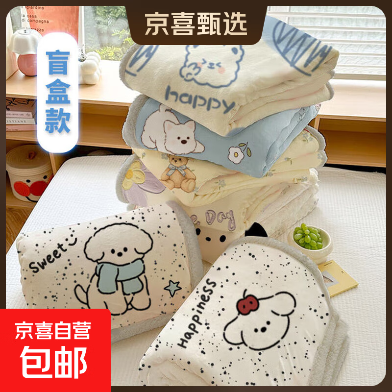 网红毛毯冬季加厚小毯子办公室午睡毯牛奶绒绒毯沙发膝盖盖毯 盲盒款【亏本清仓】 70×100cm