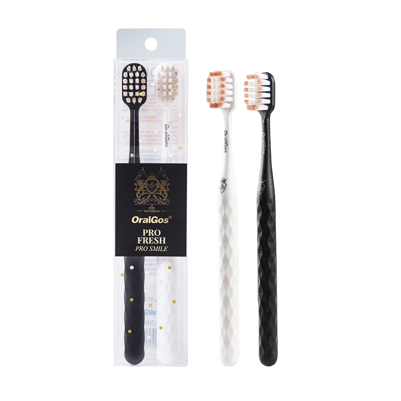 ORALGOS英国成人软毛牙刷男女士专用学生情侣家用柔软护龈细丝清洁口腔 【1盒】软毛牙刷 2支