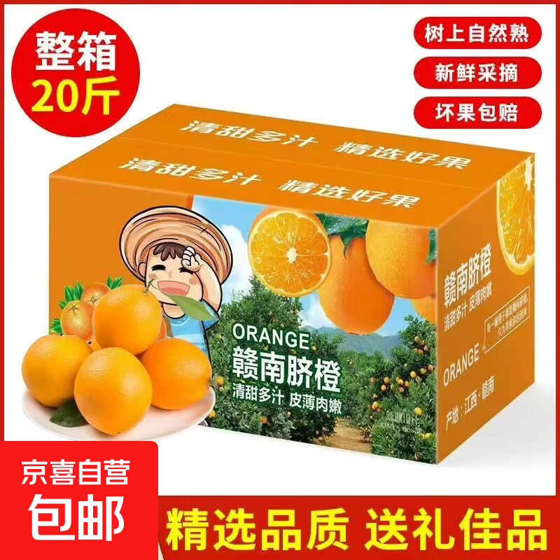 正宗江西赣南脐橙产地直发赣州当季皮薄多汁纽荷尔橙礼盒 60-70 带箱20斤【2箱带箱10斤发货】净重19斤+