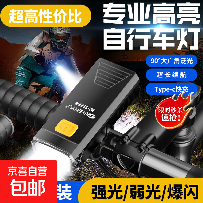 自行车夜骑灯山地车公路车前灯防雨骑行装备快捷安装配件 【200毫安】普通款