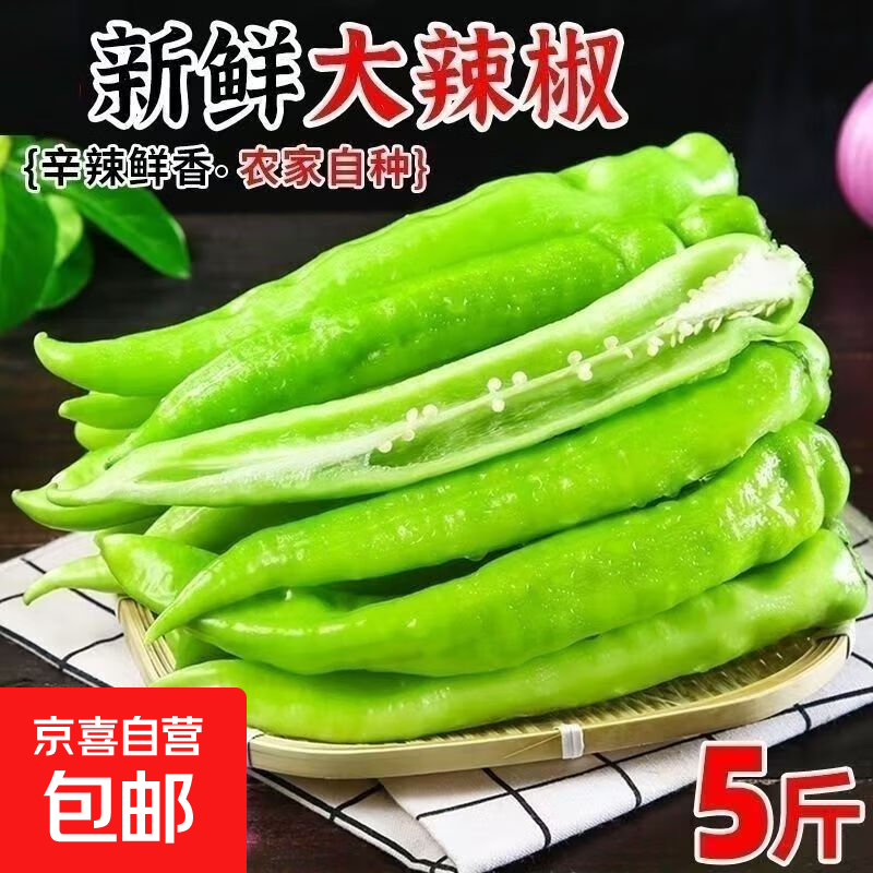 【东东买菜】新鲜青椒现摘薄皮辣椒尖椒羊角椒虎皮辣椒农家自种 漳州j净重1.8斤含箱