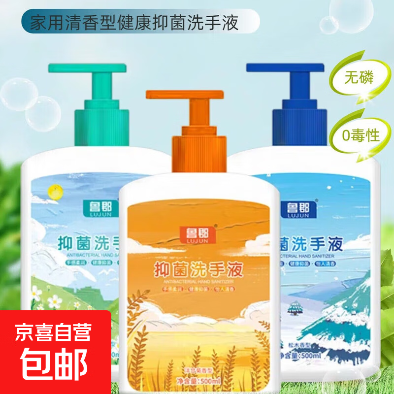 抑菌洗手液雪松之恋微风四溢落日流光抑菌保湿家庭装儿童宿舍 500ml*3瓶