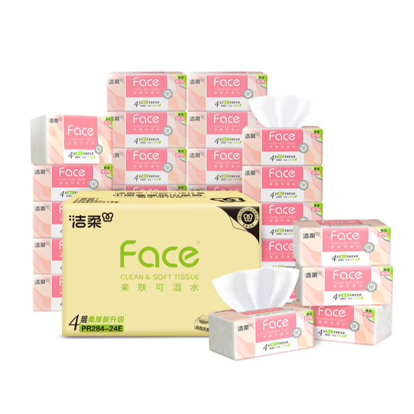 ���� ��Face��ֽ 4��90��*24�� ��ʪˮ���ֽ 100%ԭ��ľ�� ���� 35.91Ԫ