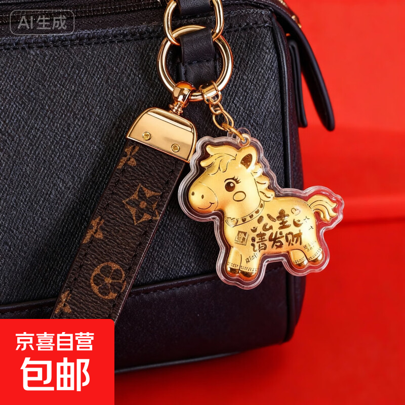 马年爆款马上有钱马上暴富马上发财手机钥匙扣手机挂绳黄金包挂件 公主请发财钥匙扣全套无包装（不含金）