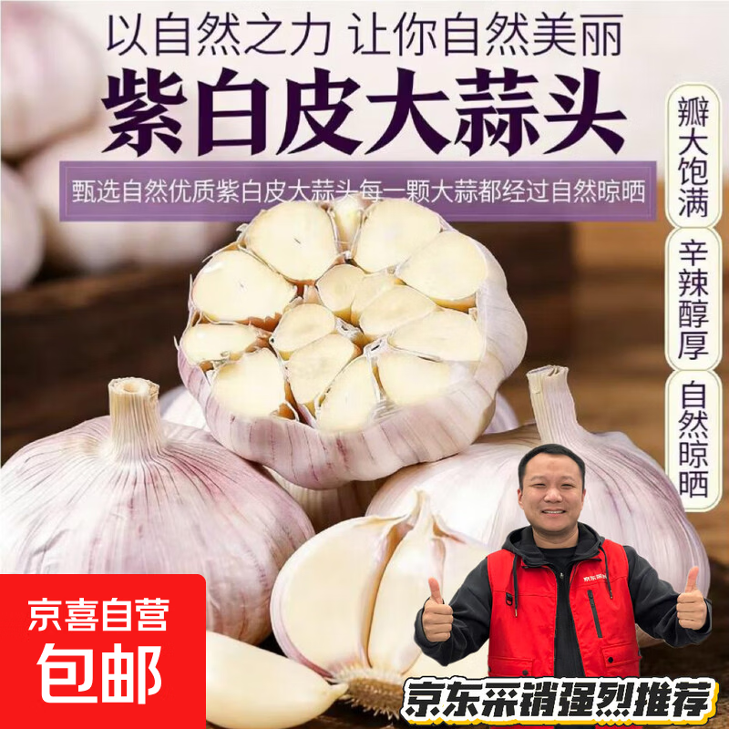 紫白皮蒜水果大蒜超市即食生鲜蔬菜大蒜 [活动]10头 200g 单果3.5-5cm