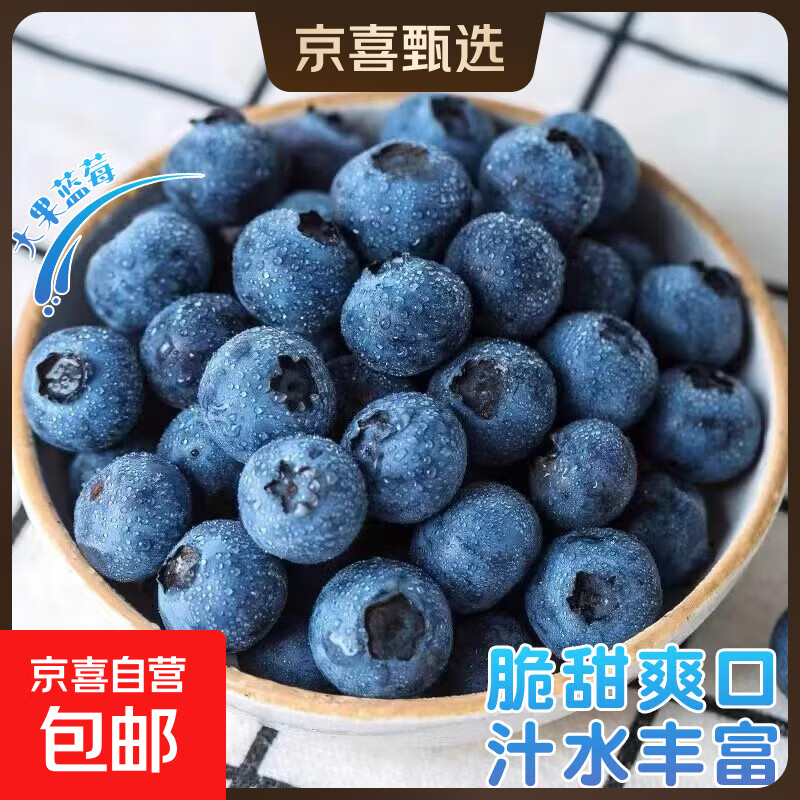 云南国产蓝莓【JD快递多地次日达】超大果蓝莓 孕妇新鲜水果精选 2盒装 多买多划算【90-115g/盒】 中果【单果15mm+】