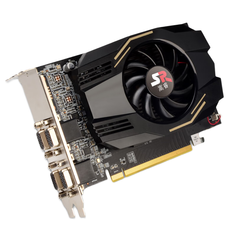 嵩睿4口6口VGA多屏顯卡R7350/HD7600炒股顯卡1拖4路監(jiān)控4屏顯卡臺(tái)式電腦顯卡6屏拼接投影融合分屏顯卡 4屏 HD7600 4VGA 2G 多屏拼接顯卡