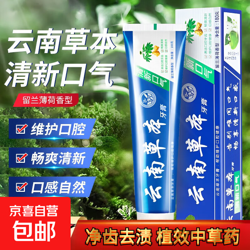 云南草本牙膏清火清新保湿口气清爽护龈减少牙垢保持家庭装 110g云南草本 单盒装