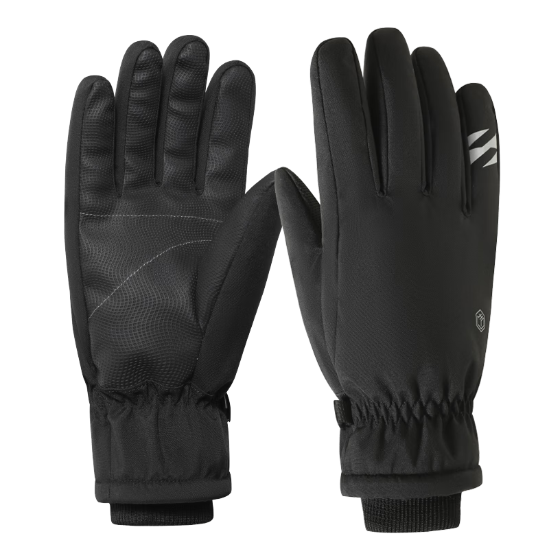 京东京造 加绒骑行手套冬季保暖防风摩托电动自行车外卖滑雪男女触屏L码