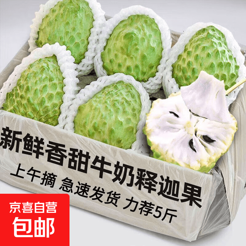 京喜加新鲜释迦果凤梨牛奶释迦果番荔枝佛头摩尼果年货节送礼 特级果1斤装[单颗150g+]