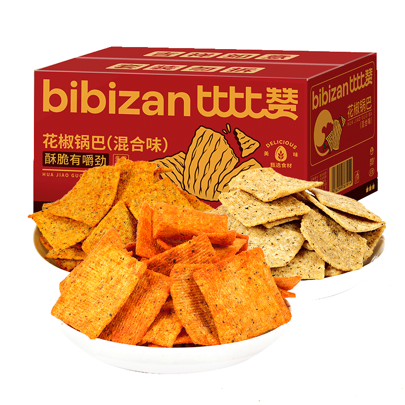 比比赞（BIBIZAN）花椒锅巴【混合味】450g约30包办公室网红膨化饼干休闲小吃零食品