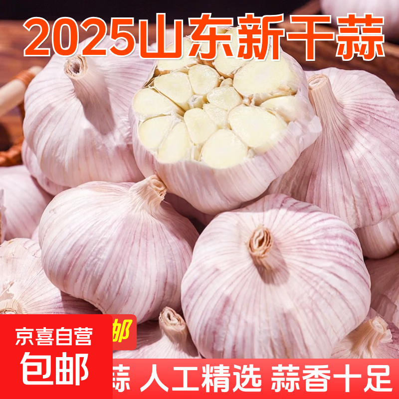山东蒜紫皮大蒜头干蒜批发2025年新蒜头农家蒜头干大蒜新鲜紫蒜 1斤 大果(果径5CM-6CM)