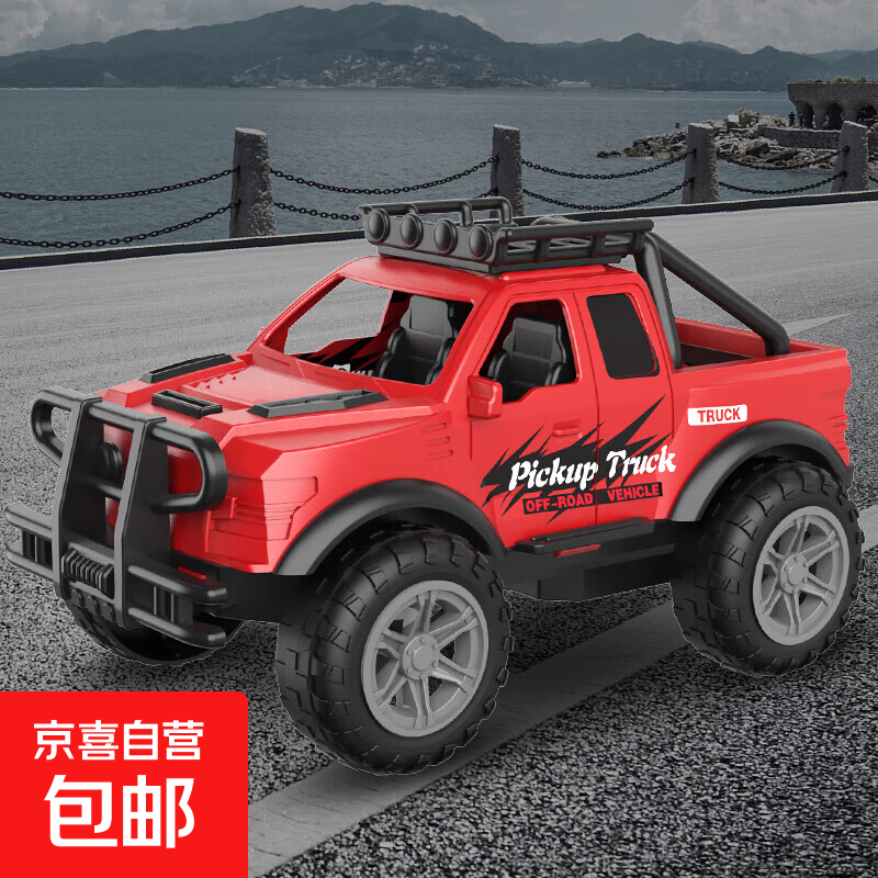 儿童早教玩具车警车越野车1:12惯性仿真车耐摔防撞模型车男孩玩具 红色越野车