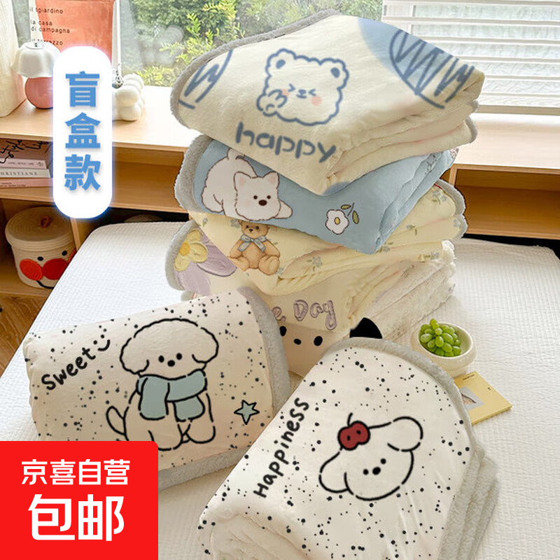 网红毛毯冬季加厚小毯子办公室午睡毯牛奶绒绒毯沙发膝盖盖毯 盲盒款【亏本清仓】 70×100cm