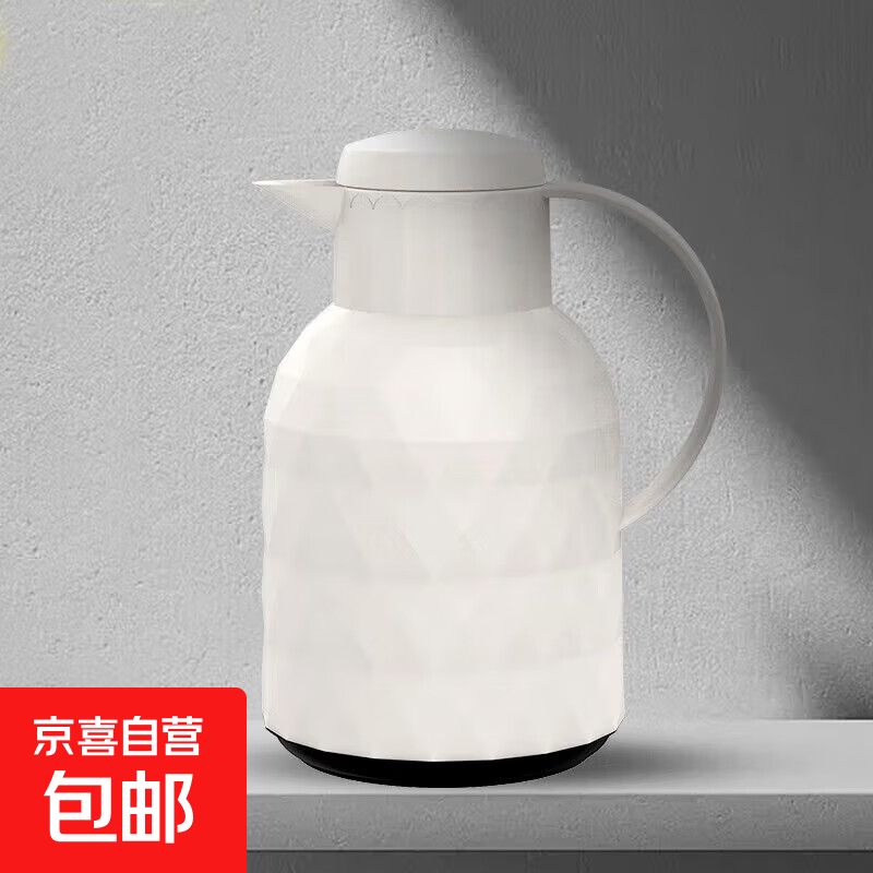 【京东物流】大容量1L保温壶家用保温水壶热水瓶开水暖瓶玻璃暖壶 白/ 1000ml