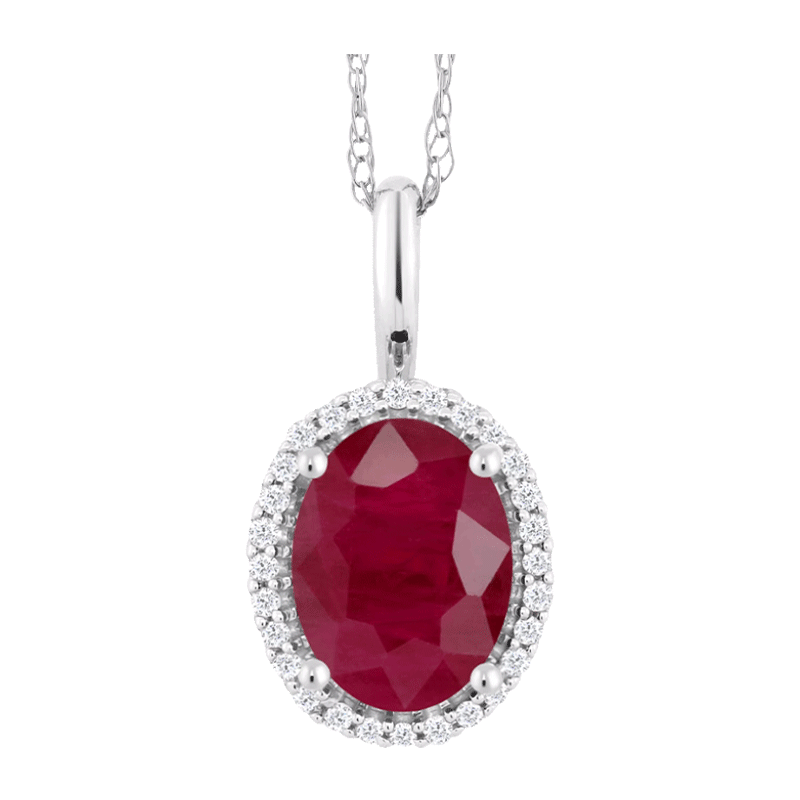 GEM STONE KING红宝石项链女10K彩金镶1.6克拉红宝石钻石吊坠送女友礼物彩色宝石