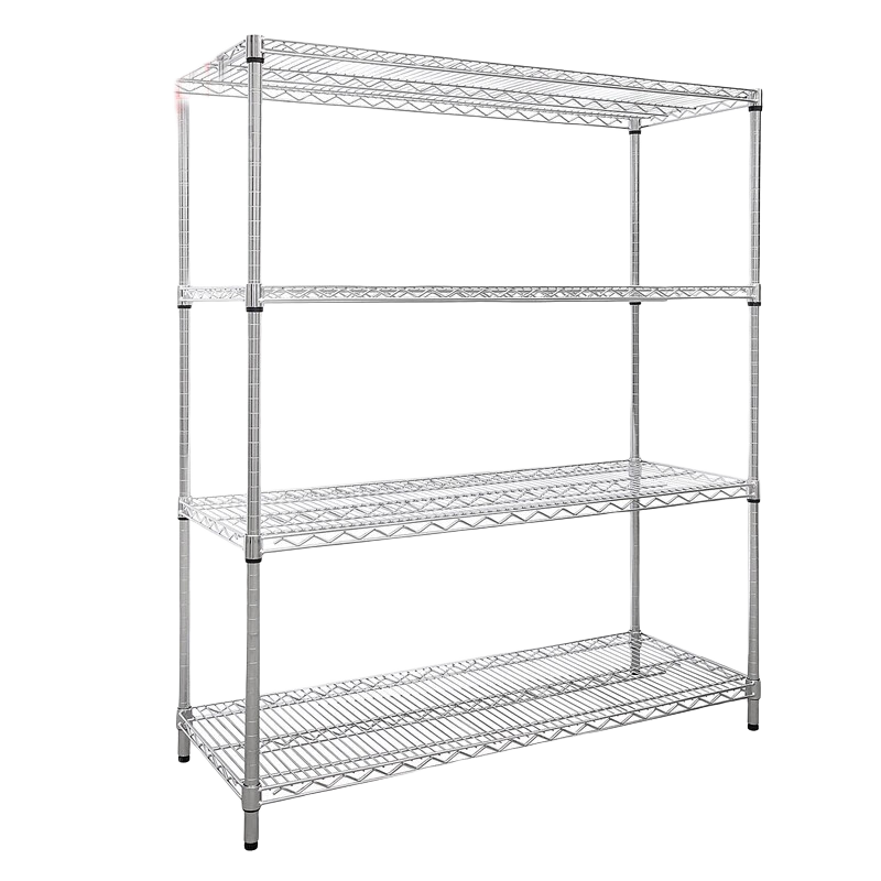 埃尔岚不锈钢架仓库镀铬置物架物料架家用铁架子带轮移动展示架 180*60*150四层/无轮