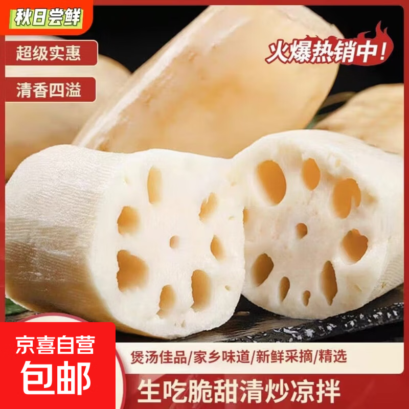 新鲜现挖鲜莲藕水果脆藕生鲜蔬菜早餐直播间超市京东包邮 新鲜莲藕1斤含箱