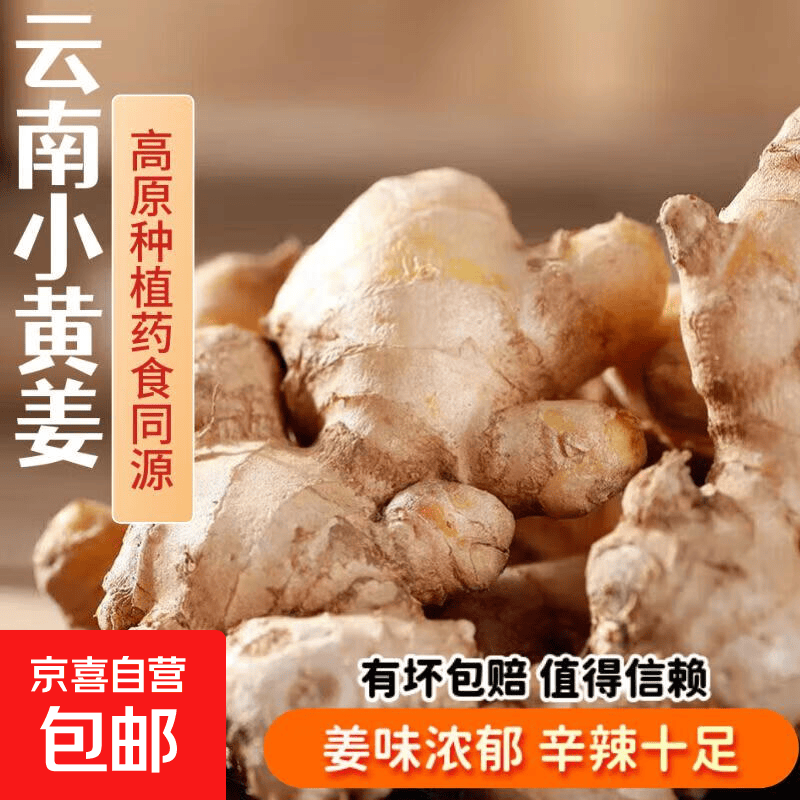 云南小黄姜新鲜现挖辛辣正宗高原有机生鲜蔬菜佐料批发 现挖现发 云南小黄姜带箱3斤净重2.5斤+