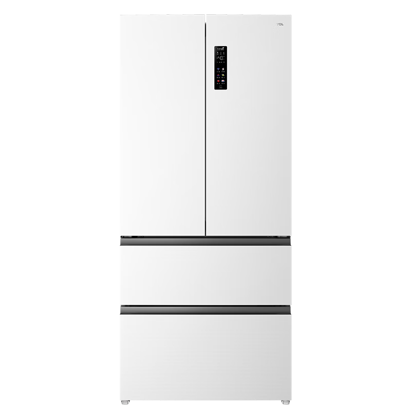 TCL 536升T9法式四开门超薄零嵌入式冰箱白色底部散热杀菌除味双循环一级能效家用电冰箱R536T9-DQ