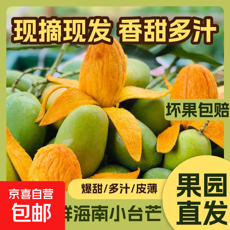 当季特产水果海南小台农新鲜现摘小台芒甜心芒果热带芒果牧禾园 带箱1斤 单果70-100克