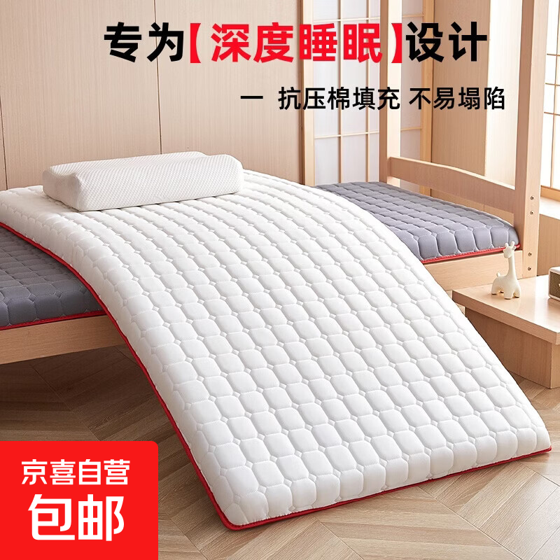 床垫家用软垫卧室褥子榻榻米床褥垫宿舍学生单人垫被租房专用 图案白【学生床-约5cm】 1.2x2.0m