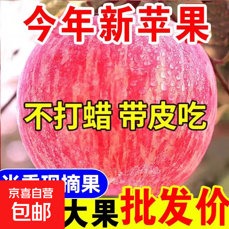 正宗红富士苹果水果新鲜脆甜冰糖心苹果当季丑平果5斤9斤新果 带箱1斤2-4个果