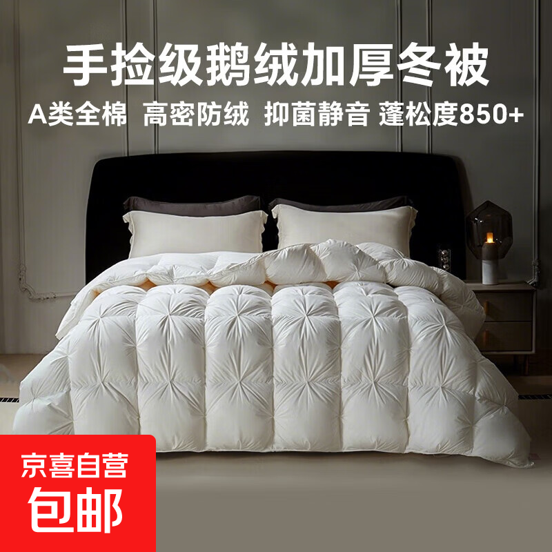 正品鹅绒被冬被羽绒被95白鹅绒加厚全棉酒店春秋被芯被子被套抗菌 气质白五星酒店面包款 150*200cm【春秋被约2000g】室温15-25°C