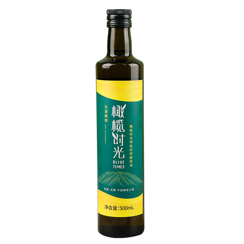 橄榄时光头道鲜榨特级初榨橄榄油煎炸牛排炒菜家用厨房食用油凉拌爆炒 头道鲜榨特级初榨橄榄油500ml*1瓶