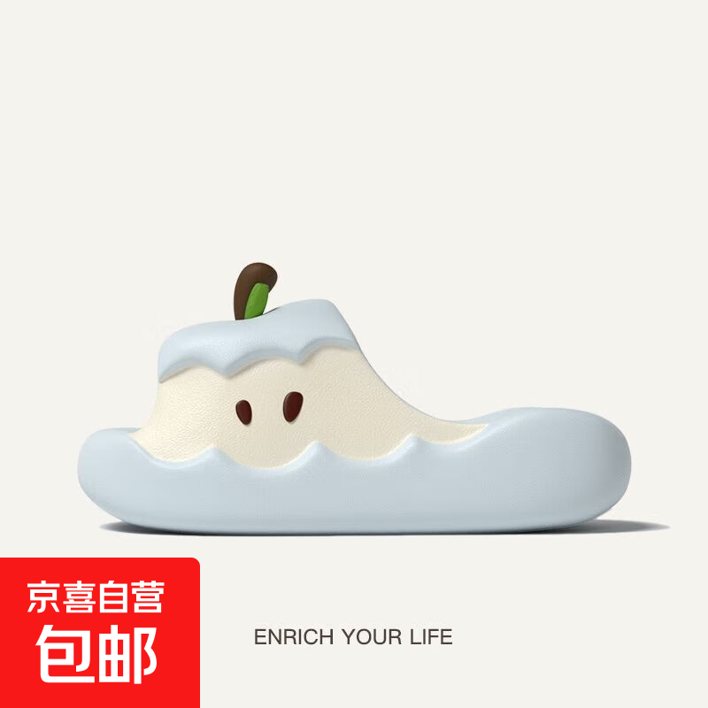 网红苹果EVA拖鞋女夏2025新品INS风可爱居家情侣厚底可外穿拖鞋 蓝苹果 38-39