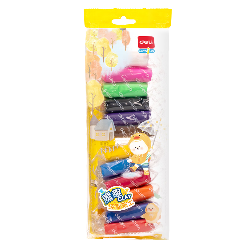 ����(deli)12ɫ����ճ�� ��ͯ��߲�����Ƥ�������װ ����DIY̫��ɳ�ֹ������׶�԰ʥ������10g/��