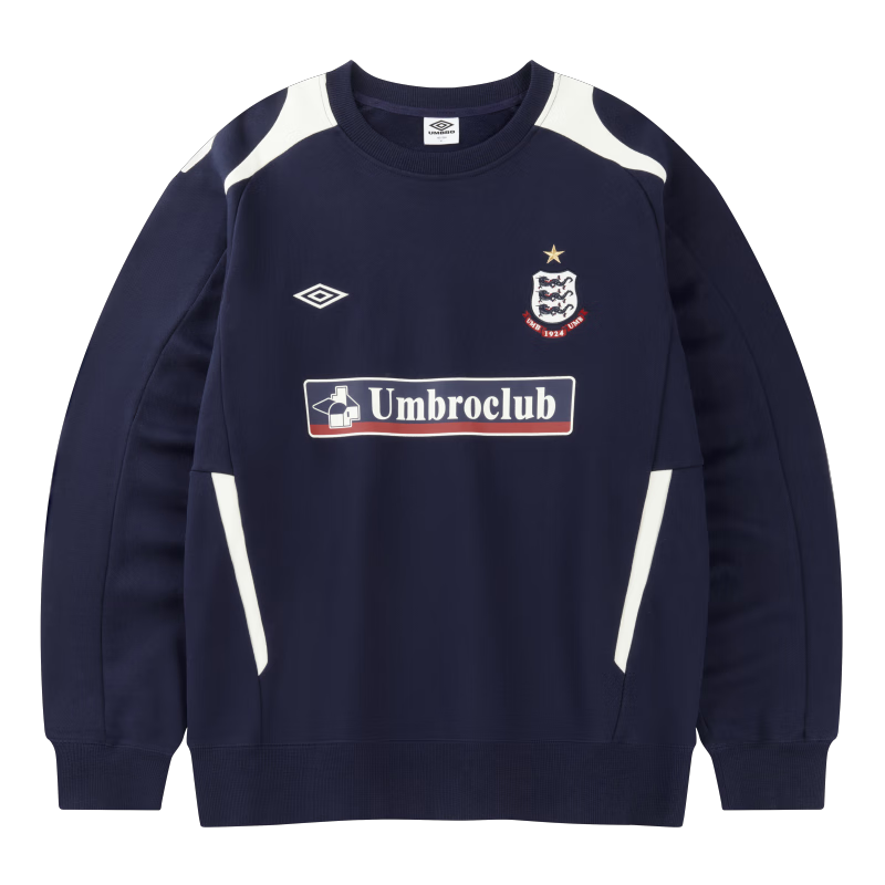 茵寶（Umbro）六六大順系列運(yùn)動(dòng)衛(wèi)衣復(fù)古情侶裝休閑套頭衫長袖上衣 鎧甲藍(lán) M