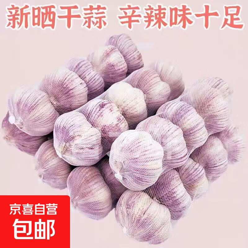 【东东买菜】足干2025大蒜头网兜紫白皮干蒜批发红皮蒜子特级新鲜 【精品网兜装】6头装185g